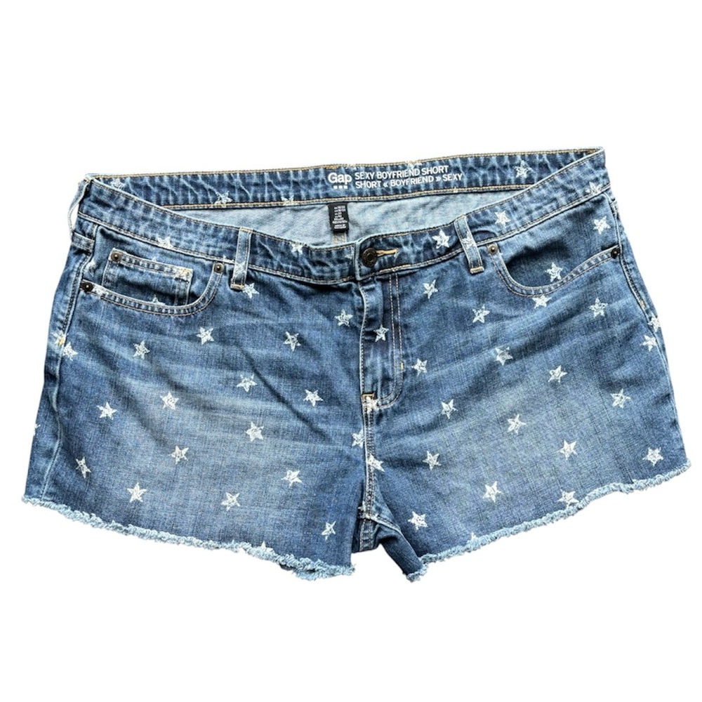Gap Womens Sexy Boyfriend Denim Shorts Sz 16 All Over Print Stars Patriotic